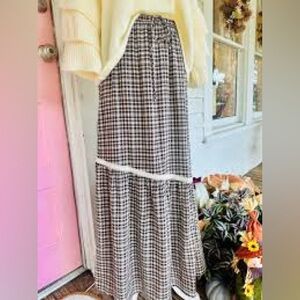 Gingham Maxi Skirt in Black and White